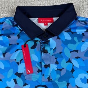 NEW REDVANLY Mens XL Blue Midnight Navy Fleurs Golf Polo Shirt R2511